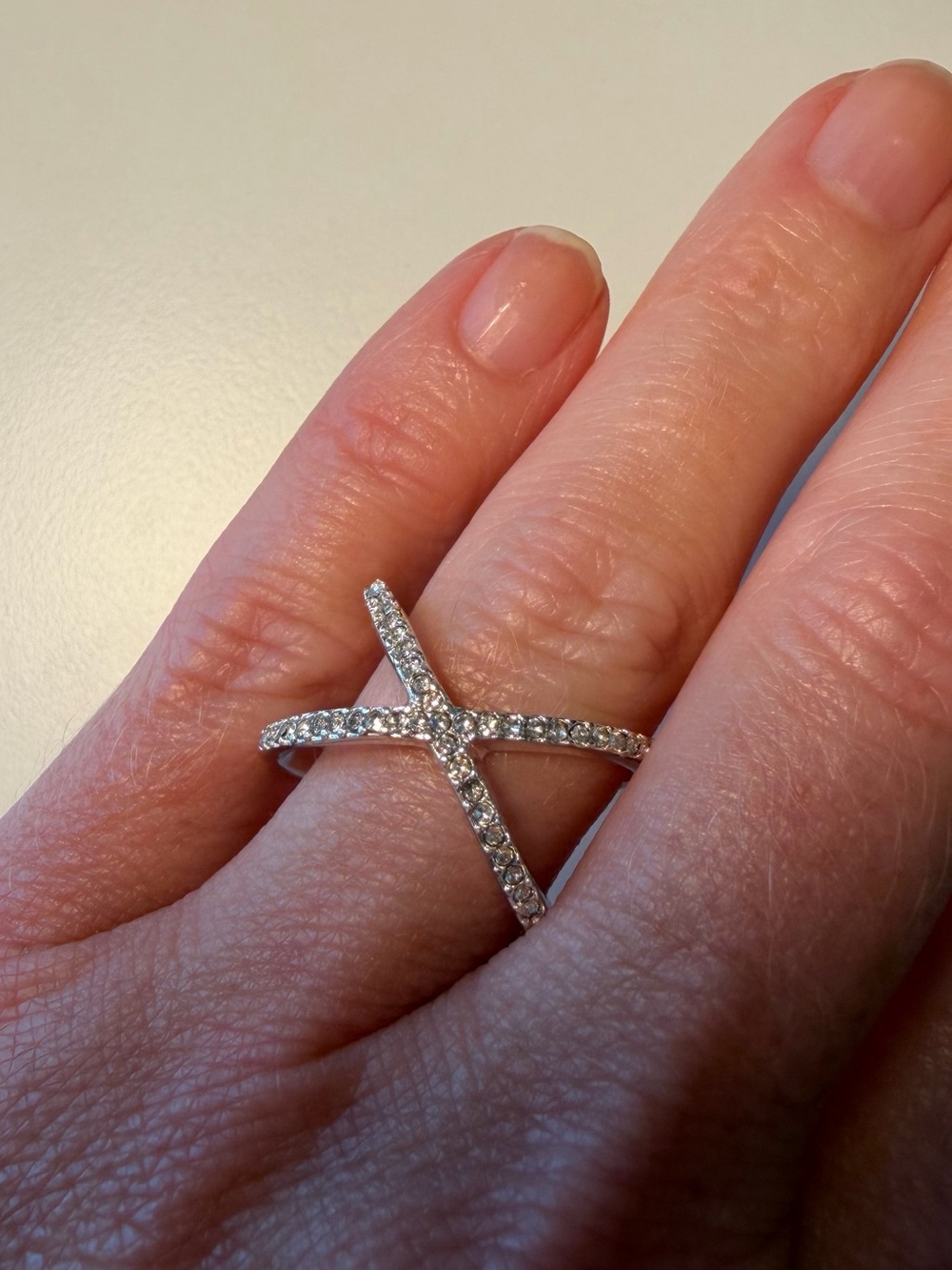 Cubic‎ Zicornia Cross X Ring Sterling Silver